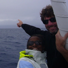 Tni and David making landfall in Flores after 18 days at sea.