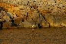 The rocky shoreline of Ibiza