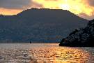 A small wooden boat enjoying the sunset